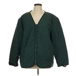 Richie Le Nylon Jacket Double Zipper Pulls Streetwear Jade Forest Green Large